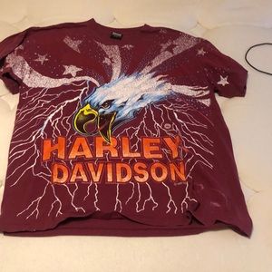 Harley Davidson Tshirt Large Burgundy